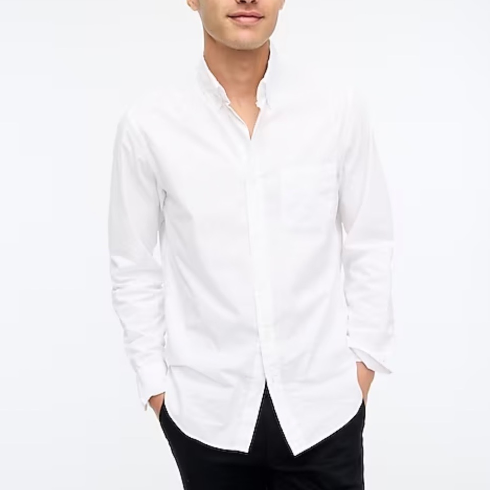 J crew solid white casual shirt men’s large